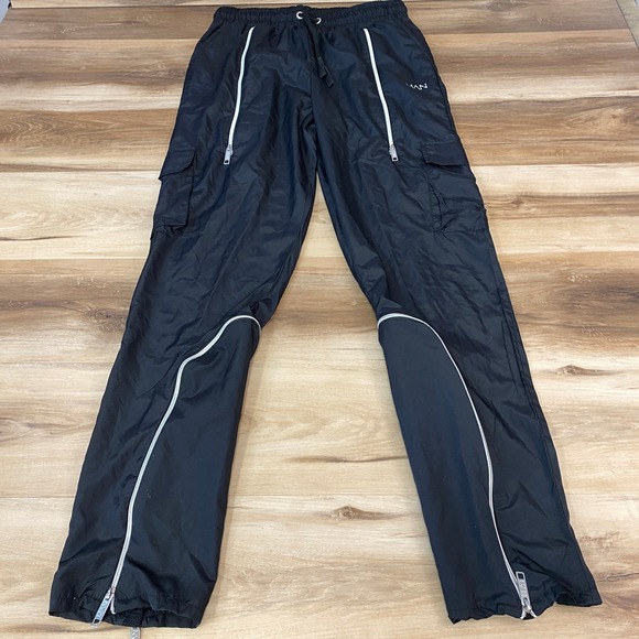 Boohooman Other - BoohooMAN Cargo Track Pants Mens M Tall Streetwear Polyester Straight Leg Black